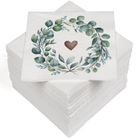 Serviettes en Papier Triple Épaisseur - Lot de 100 Cœurs d'Eucalyptus