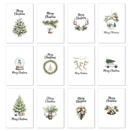 Lot de 12 cartes de Noël haut de gamme avec enveloppes assorties