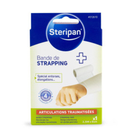 Bande de Strapping Steripan pour Entorses et Élongations - Contention Niveau 4 - 2,5m x 6cm