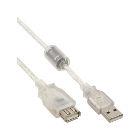 Rallonge USB 2.0 InLine 1 m avec Noyau de Ferrite - Transparent