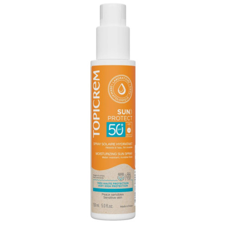 Topicrem Spray Solaire Hydratant SPF50+ pour Visage et Corps - Protection Très Haute - 150 ml