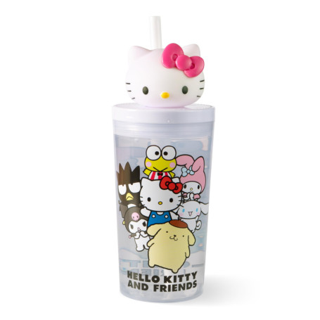 Gobelet Hello Kitty avec Paille et Couvercle - 425 ml, Sans BPA