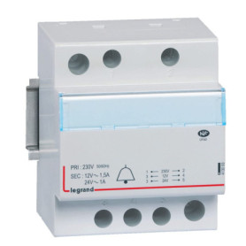 Transformateur Legrand 230V vers 24V - 24VA à 18VA pour sonnerie