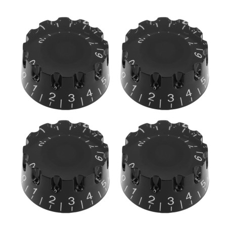 ECSiNG Lot de 4 Boutons de Vitesse Crantés pour Guitare - Contrôle Volume et Tonalité Noir