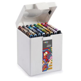 Boîte de 80 Marqueurs Acryliques Colori Plus - Double Pointe Pinceau et Burin