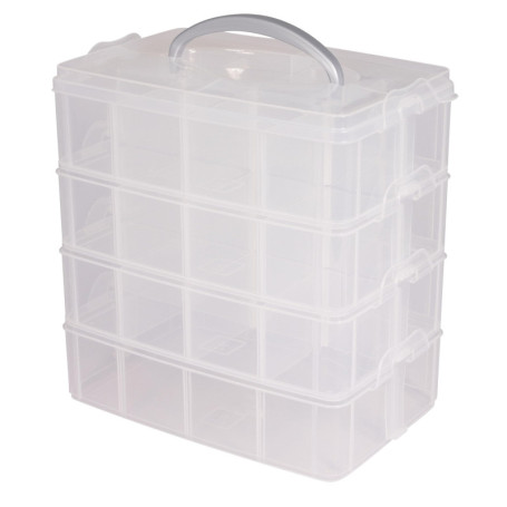 Boîte de Tri Transparente Rayher avec Poignée - 4 Niveaux, 8,88 Litres