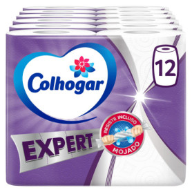Colhogar Expert Essuie-Tout 3 Couches - Paquet de 12 Rouleaux Blancs