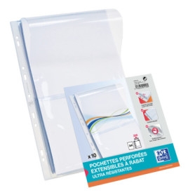 Sachet de 10 Pochettes A4 Transparentes avec Rabat - Oxford