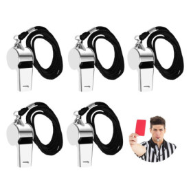Pack de 5 Sifflets en Acier Inoxydable DALAETUS - Son Clair et Fort pour Arbitres et Entraîneurs