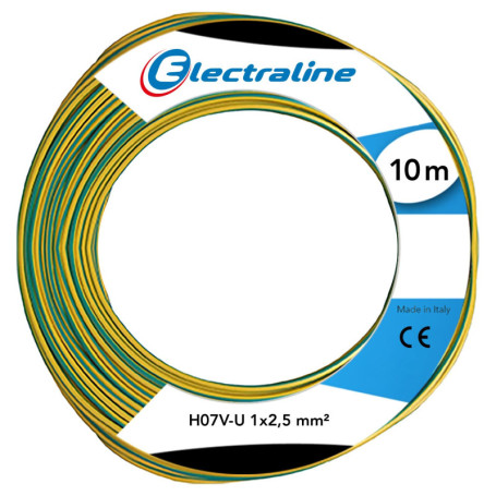 Couronne de Câble Electraline H07 V-U 1X2,5 10M Vert/Jaune