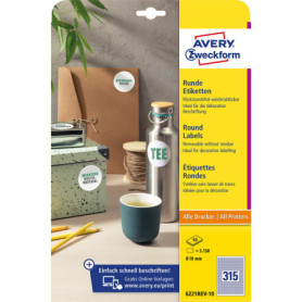 Étiquettes Rondes Autocollantes AVERY Zweckform - 3150 Pastilles Amovibles