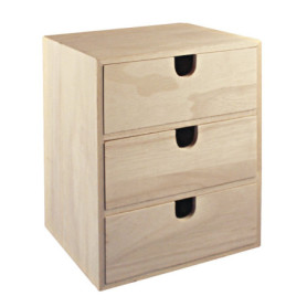 Petite commode en bois avec 3 tiroirs pour accessoires de bureau et bijoux
