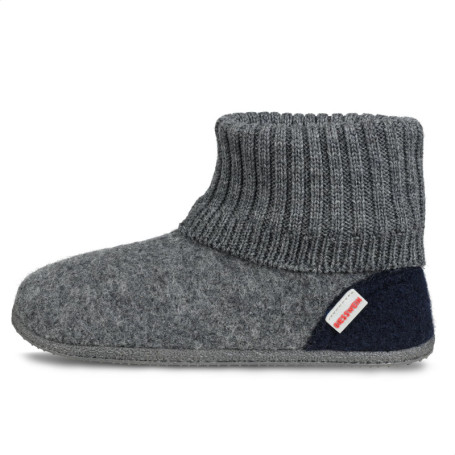 Chaussons en Laine Giesswein Kramsach Kids Gris - Pantoufles Antidérapantes pour Enfants