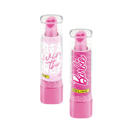 Lot de 2 gommes Barbie en forme de rouge à lèvres avec couvercle scintillant