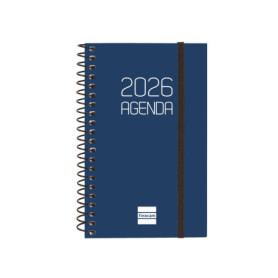 Agenda à spirale Finocam 2026 - Semainier horizontal bleu avec élastique