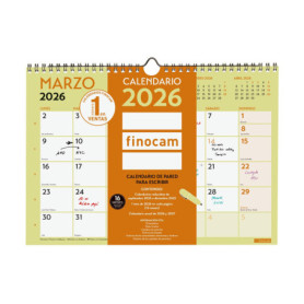 Calendrier mural 2026 Finocam - Planning mensuel en couleur