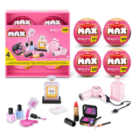 Max Build More - Collection Beauté Premium ZURU (Pack de 4) - Jouets de Déballage Surprise & Briques à Construire