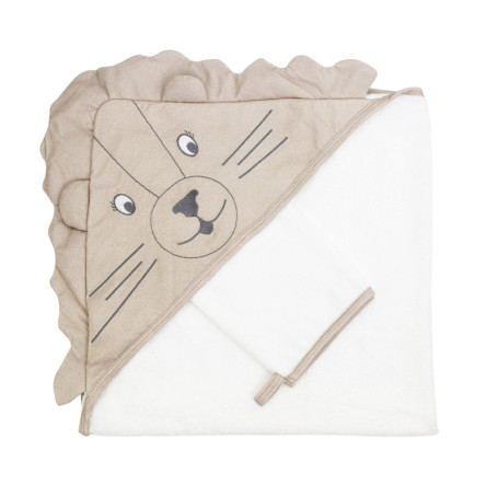 Cape de Bain Bébé avec Gant - Lion Mignon - Collection Tam Tam