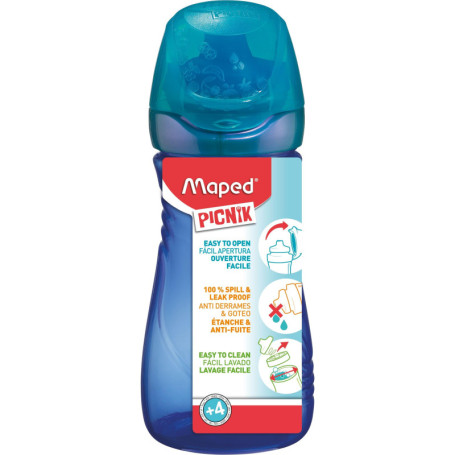 Gourde Enfant Maped Picnik Origins Aqua 430 ml - Anti-Gouttes et Irisée