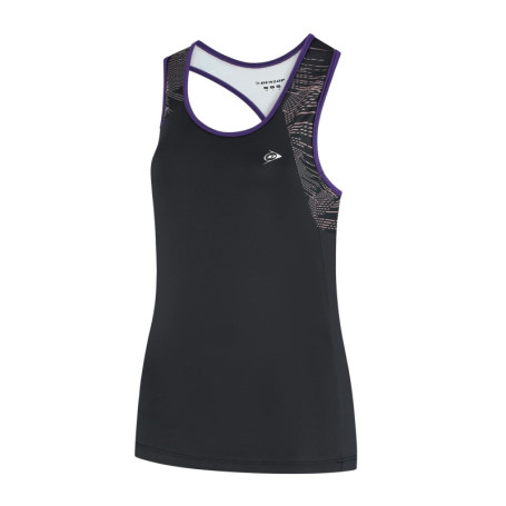 Débardeur de Tennis Femme Dunlop - Noir/Violet Indigo, Confort Optimal