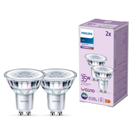 Pack de 2 Ampoules LED GU10 Philips 35W Blanc Froid