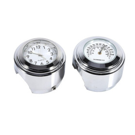 Horloge de Guidon Fydun avec Thermomètre pour Moto et Vélo - Argent Étanche