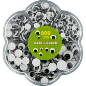 Lot de 600 Yeux Mobiles Auto-adhésifs pour Bricolage - Différentes Tailles