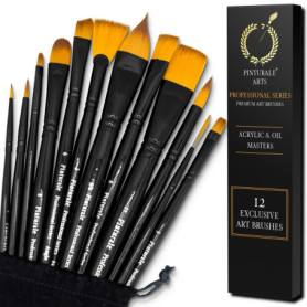 Ensemble de 12 Pinceaux Peinture Acrylique et Huile - Pinturale Arts