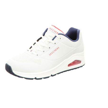 Baskets Femme Skechers Uno Stand Air - Blanc et Navy avec Détails Rouges
