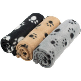 Ensemble de Couvertures Douces pour Animaux de Compagnie - Imprimé de Pattes - 3 pièces