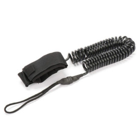 Laisse de Surf Enroulée POFET - 10,8 Pieds, 6 mm, Noir