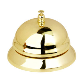 Cloche de Table en Métal Dorée - Sonnette de Service Ronde pour Restaurant et Maison