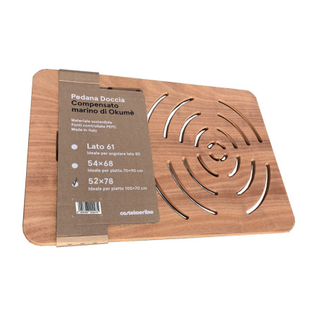 Caillebotis de Douche en Okumè Marine 78x52 cm - Castelmerlino