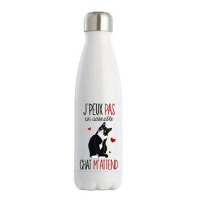 Bouteille Isotherme Chat J'Peux Pas - Gourde Réutilisable Double Paroi