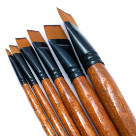 CENPEK Lot de 6 Pinceaux Plats en Bois pour Aquarelle et Acrylique
