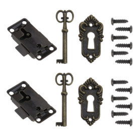 Serrures Antiques en Bronze pour Boîtes à Bijoux - 2 Sets Décoratifs