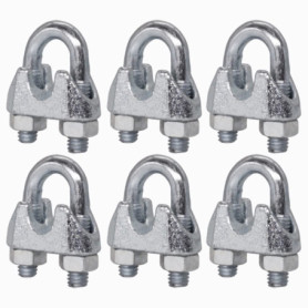 Lot de 6 serre-câbles M10 en acier pour câbles de 13 mm