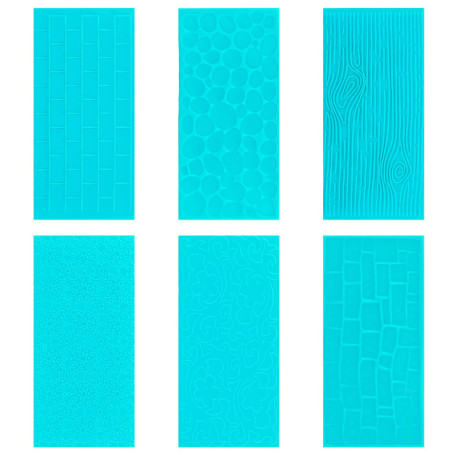 Set de 6 Embosseurs en Plastique pour Gâteaux - Tapis de Gaufrage à Motifs