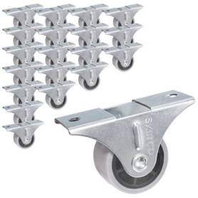 SKIR'CO Lot de 20 Roulettes Fixes en Caoutchouc Gris pour Meubles