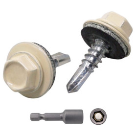 Lot de 300 vis auto-perceuses en métal avec rondelles EPDM - 4,8 x 19 mm