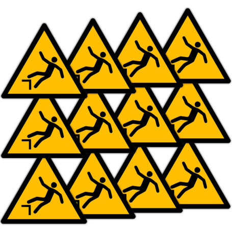 Autocollant Avertissement Triangle Becral - 12 Unités en Polyester Jaune et Noir