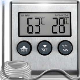 Thermomètre Numérique Retoo pour Viande et Barbecue en Acier Inoxydable