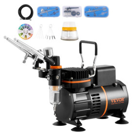 Kit Aérographe Professionnel VEVOR avec Compresseur à Double Ventilateur et 3 Pistolets