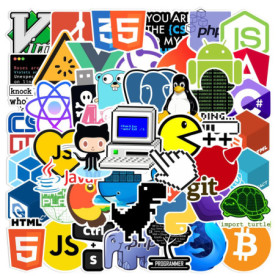Lot de 50 Autocollants Informatiques Multicolores pour Skateboard et Bricolage