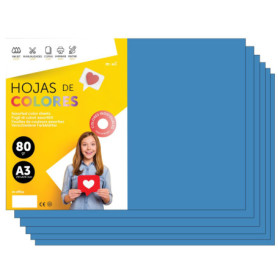 Papier A3 Couleur Bleu - 100 Feuilles 80g pour Imprimante et Loisirs Créatifs