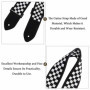 Sangle de Guitare FIBOUND en Coton - Design Damier Réglable pour Tous Types de Guitares