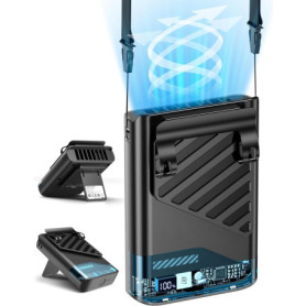 Ventilateur Portable Rechargeable Gemmac avec Affichage LED - 5 Vitesses et Clip Pratique
