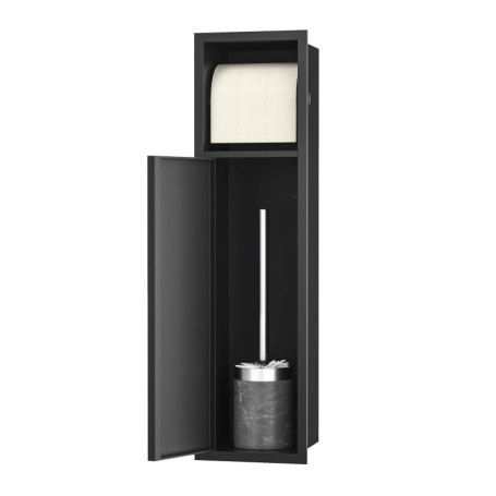 Porte-papier toilette encastré en acier inoxydable noir - Bernkot
