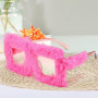 Lunettes de soleil en peluche rose à monture carrée