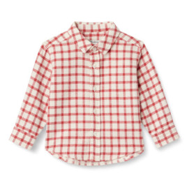 Chemise Boutonnée en Flanelle à Carreaux pour Bébé Garçon - Ivoire Rouge Framboise